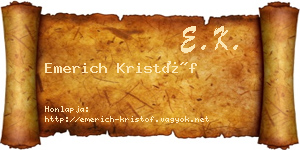Emerich Kristóf névjegykártya